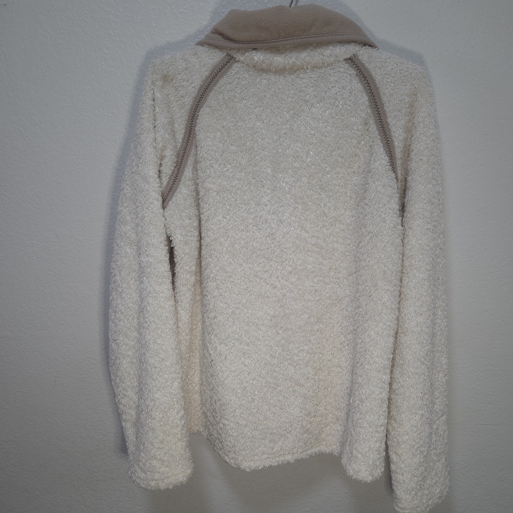 Athleta Jacket Womens Size XL Ivory Sherpa Fleece Full Zip Collared Pockets - Picture 2 of 16
